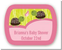 Twin Turtle Girls - Personalized Baby Shower Rounded Corner Stickers