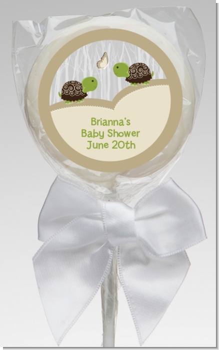 Twin Turtles - Personalized Baby Shower Lollipop Favors