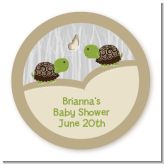 Twin Turtles - Round Personalized Baby Shower Sticker Labels