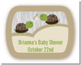 Twin Turtles - Personalized Baby Shower Rounded Corner Stickers