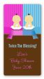 Twin Babies 1 Boy and 1 Girl Asian - Custom Rectangle Baby Shower Sticker/Labels thumbnail