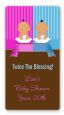 Twin Babies 1 Boy and 1 Girl Hispanic - Custom Rectangle Baby Shower Sticker/Labels thumbnail