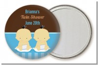 Twin Baby Boys Asian - Personalized Baby Shower Pocket Mirror Favors