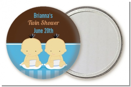 Twin Baby Boys Asian - Personalized Baby Shower Pocket Mirror Favors