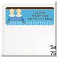 Twin Baby Boys Caucasian - Baby Shower Return Address Labels thumbnail