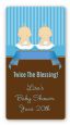 Twin Baby Boys Caucasian - Custom Rectangle Baby Shower Sticker/Labels thumbnail