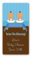 Twin Baby Boys Hispanic - Custom Rectangle Baby Shower Sticker/Labels thumbnail