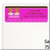 Twin Baby Girls African American - Baby Shower Return Address Labels