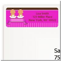 Twin Baby Girls Hispanic - Baby Shower Return Address Labels