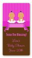 Twin Baby Girls Hispanic - Custom Rectangle Baby Shower Sticker/Labels thumbnail
