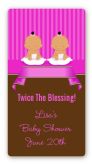 Twin Baby Girls Hispanic - Custom Rectangle Baby Shower Sticker/Labels