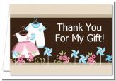 Twin Little Outfits 1 Boy and 1 Girl - Baby Shower Thank You Cards