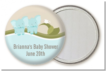 Twin Elephant Boys - Personalized Baby Shower Pocket Mirror Favors