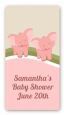 Twin Elephant Girls - Custom Rectangle Baby Shower Sticker/Labels thumbnail
