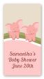 Twin Elephant Girls - Custom Rectangle Baby Shower Sticker/Labels thumbnail