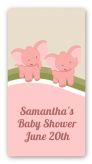 Twin Elephant Girls - Custom Rectangle Baby Shower Sticker/Labels