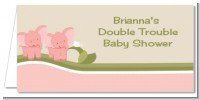 Twin Elephant Girls - Personalized Baby Shower Place Cards