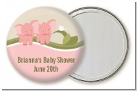 Twin Elephant Girls - Personalized Baby Shower Pocket Mirror Favors