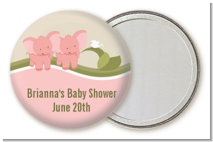 Twin Elephant Girls - Personalized Baby Shower Pocket Mirror Favors