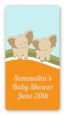 Twin Elephants - Custom Rectangle Baby Shower Sticker/Labels thumbnail