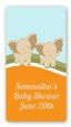 Twin Elephants - Custom Rectangle Baby Shower Sticker/Labels thumbnail