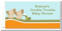 Twin Elephants - Personalized Baby Shower Place Cards
