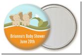 Twin Elephants - Personalized Baby Shower Pocket Mirror Favors