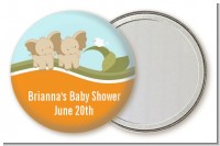 Twin Elephants - Personalized Baby Shower Pocket Mirror Favors