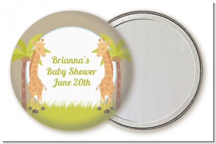 Twin Giraffes - Personalized Baby Shower Pocket Mirror Favors