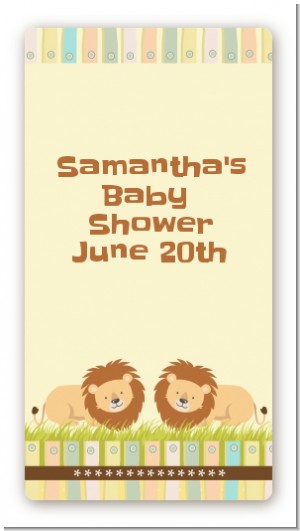 Twin Lions - Custom Rectangle Baby Shower Sticker/Labels