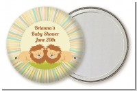 Twin Lions - Personalized Baby Shower Pocket Mirror Favors