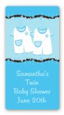 Twin Little Boy Outfits - Custom Rectangle Baby Shower Sticker/Labels