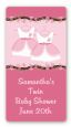 Twin Little Girl Outfits - Custom Rectangle Baby Shower Sticker/Labels thumbnail