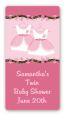 Twin Little Girl Outfits - Custom Rectangle Baby Shower Sticker/Labels thumbnail