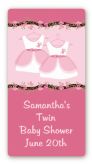 Twin Little Girl Outfits - Custom Rectangle Baby Shower Sticker/Labels