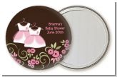 Twin Little Girl Outfits - Personalized Baby Shower Pocket Mirror Favors