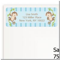 Twin Monkey Boys - Baby Shower Return Address Labels