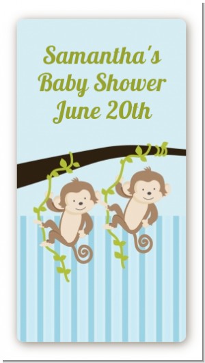 Twin Monkey Boys - Custom Rectangle Baby Shower Sticker/Labels