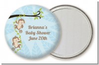 Twin Monkey Boys - Personalized Baby Shower Pocket Mirror Favors