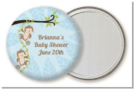 Twin Monkey Boys - Personalized Baby Shower Pocket Mirror Favors