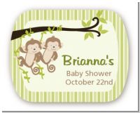 Twin Monkey - Personalized Baby Shower Rounded Corner Stickers