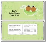 Twins Two Peas in a Pod African American - Personalized Baby Shower Candy Bar Wrappers
