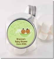 Twins Two Peas in a Pod African American - Personalized Baby Shower Candy Jar