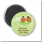 Twins Two Peas in a Pod African American - Personalized Baby Shower Magnet Favors