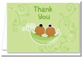 Twins Two Peas in a Pod African American - Baby Shower Thank You Cards