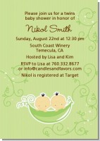 Twins Two Peas in a Pod Asian - Baby Shower Invitations
