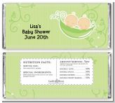 Twins Two Peas in a Pod Caucasian - Personalized Baby Shower Candy Bar Wrappers