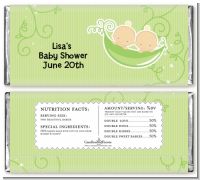 Twins Two Peas in a Pod Caucasian - Personalized Baby Shower Candy Bar Wrappers