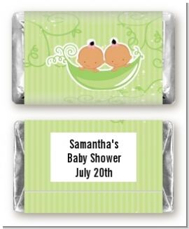 Twins Two Peas in a Pod Hispanic Two Boys - Personalized Baby Shower Mini Candy Bar Wrappers