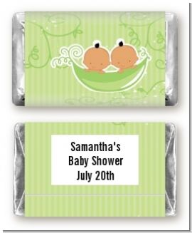 Twins Two Peas in a Pod Hispanic Two Girls - Personalized Baby Shower Mini Candy Bar Wrappers